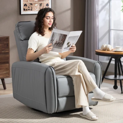 HOMCOM Poltrona Reclinabile con Poggiapiedi Base Girevole Grigio