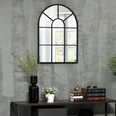 HOMCOM Espejo Decorativo de Pared 50x70cm Espejo de Ventana de Metal para Salón Dormitorio Entrada Estilo Moderno Negro