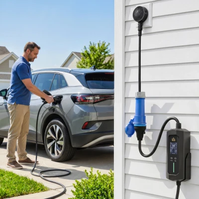 HOMCOM EV Charger 7kW Type 2 CEE 32A 10m UK Adapter Black