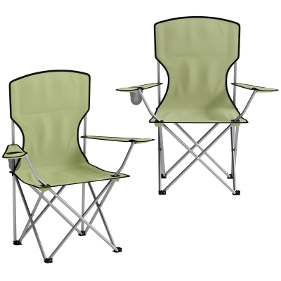 Outsunny Portable Folding Camping Chair Set of 2 Green