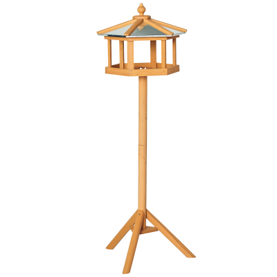 PawHut Wooden Bird Table Free-Standing Feeder Φ40x113cm
