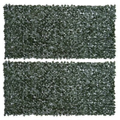 Outsunny Artificial Leaf Hedge Screen Dark Green 3x1.5m