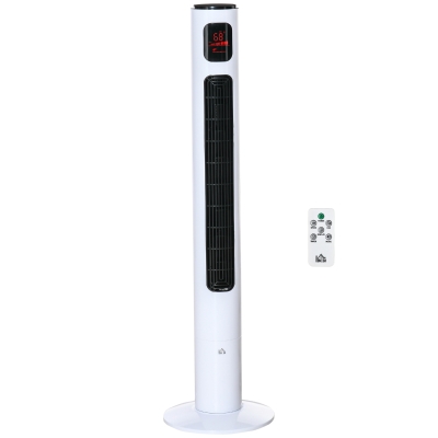 HOMCOM Ventilateur 45W Oscillant 70° Télécommande Blanc