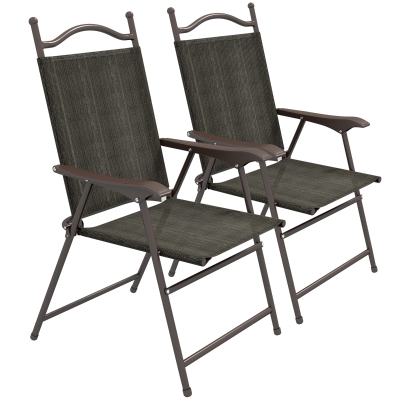Outsunny Set of Two Folding Garden Chairs Dark Brown