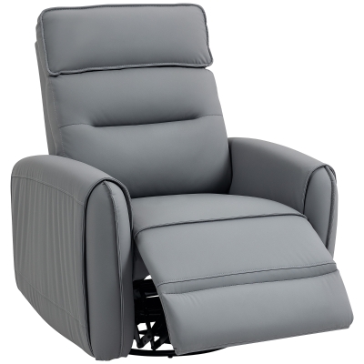 HOMCOM Poltrona Reclinabile con Poggiapiedi Base Girevole Grigio