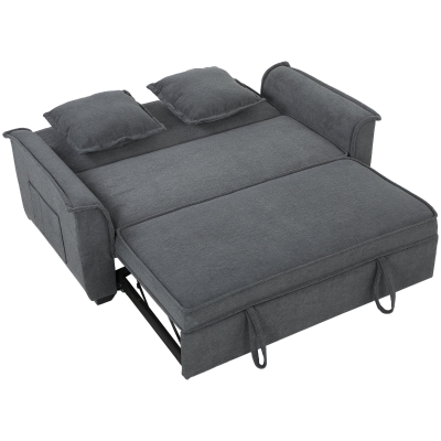 HOMCOM Canapé Convertible 2 Places Chenille Gris Dossier Réglable