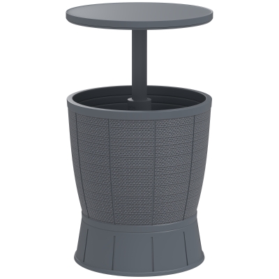 Outsunny Mesa Nevera para Exterior 41 L 3 en 1 Cool Bar Mesa Auxiliar con Altura Ajustable Cubo de Hielo Tapa Elevable Gris