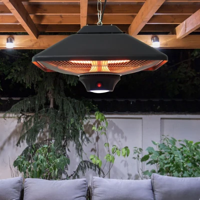 Outsunny Patio Heater 2000W Waterproof Black with Remote