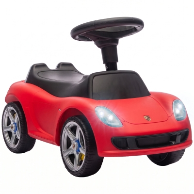 AIYAPLAY Correpasillos para Bebés de 18-36 Meses Licencia de Porsche con 2 Faros Bocina Sonido de Arranque 63x28,5x38 cm Rojo