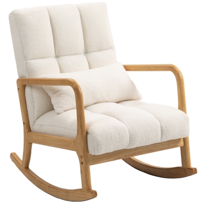 HOMCOM Poltrona a Dondolo 90°-130° con Cuscino Lombare Bianco