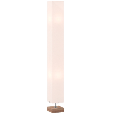 HOMCOM 120cm Linen Floor Lamp Steel Frame Wood Base Cream