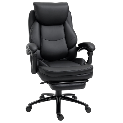 Vinsetto Silla de Oficina Ergonómica Silla de Escritorio Ajustable en Altura con Respaldo Inclinable hasta 130° Función Basculante y Resposapiés Retráctil Acero 65,5x79x112-118 cm Negro