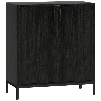 HOMCOM Aparador de Cocina Moderno Aparador para Salón con 2 Puertas Estante Ajustable y Base Elevada 80x40x90 cm Negro