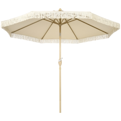 Outsunny Parasol Inclinable Bohème Ø265cm Crème