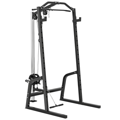 SPORTNOW Power Cage Squat Rack with Pulley System Black