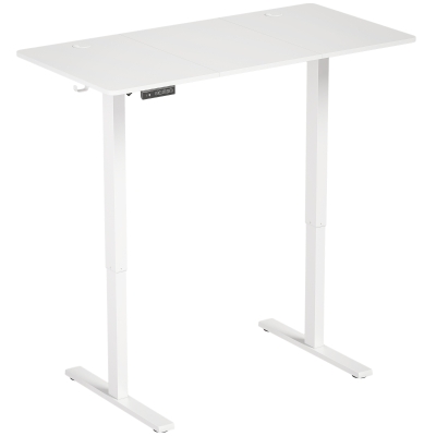 HOMCOM Height Adjustable Standing Desk LED Memory 2 Cable Holes White