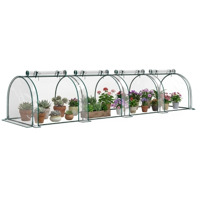 Outsunny Serra da Giardino in Acciaio e PVC 4 Porte a Cerniera