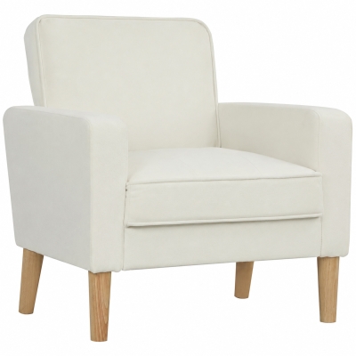 HOMCOM Fauteuil Inclinable Crème avec Accoudoirs et Pieds Bois