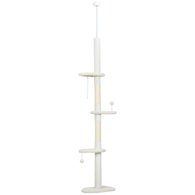 PawHut Adjustable Cat Climbing Tower Sisal Beige 225-255cm