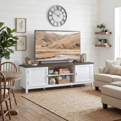 HOMCOM TV Stand 2 Cabinets Farmhouse Entertainment Centre 42 Inch