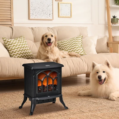 HOMCOM Cheminée Électrique Rétro 750-1500W Noir