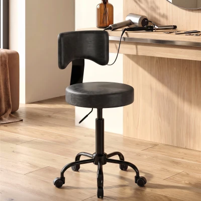 HOMCOM Tabouret Pivotant Massage Hauteur 72-87,5cm Noir