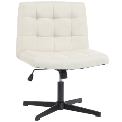 HOMCOM Armless Office Chair Linen Wide Seat Rocking Beige