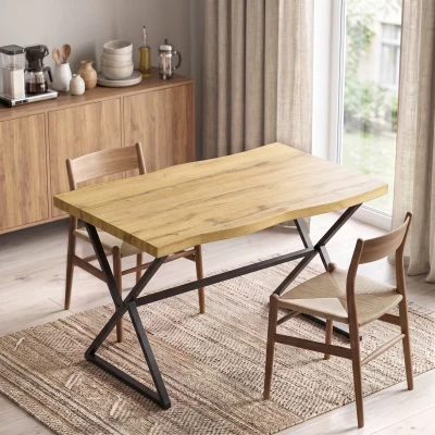 HOMCOM Mesa de Comedor para 2 Personas, Mesa de Cocina, Estilo Moderno con Tablero Grueso, 110 x 67 x 75,5 cm, Negro y Roble
