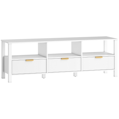 HOMCOM Meuble TV 152 cm pour Télé 65" avec Tiroirs et Étagères Blanc
