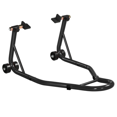 HOMCOM Cavalletto Moto Posteriore con Tappetino Antiscivolo, Nero