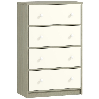 HOMCOM Cassettiera 4 Cassetti con Maniglie Doppie 58x30x91 cm
