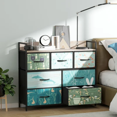 HOMCOM 7-Drawer Chest Blue