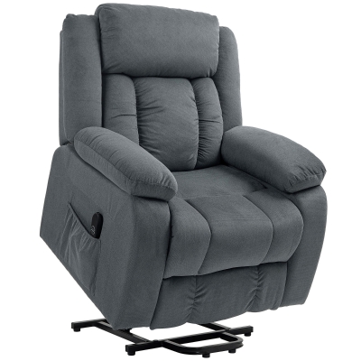 HOMCOM Sillón Relax Reclinable Eléctrico Levanta Personas con Puerto USB Control Remoto Asiento Ancho Reposapiés Gris