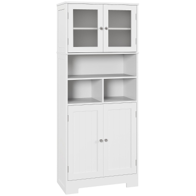 HOMCOM Credenza Cucina 2 Armadietti e Ripiani Regolabili Bianco