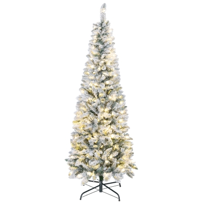 HOMCOM Albero di Natale Innevato con 180 Luci LED Ø65x180 cm