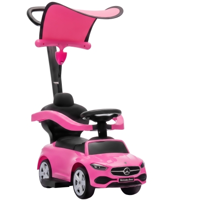 AIYAPLAY Benz 3-in-1 Ride On Push Car with Canopy Pink