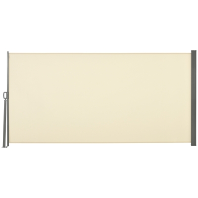 Outsunny Retractable Sun Side Awning Screen Fence - Patio Garden Wall Balcony Screening Panel Outdoor Blind Privacy Divider (3x1.6M, Cream White)