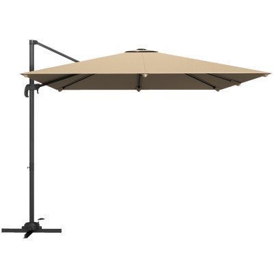 Outsunny Cantilever Parasol 3x3m Tilt 360° Rotation Khaki