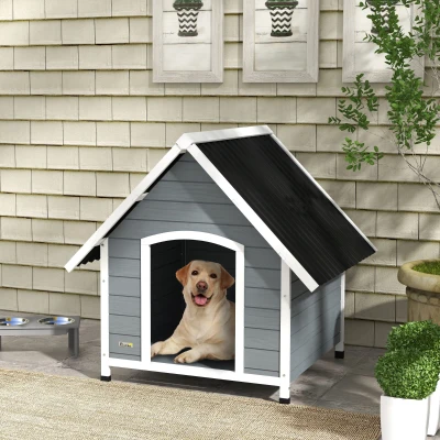 PawHut Wooden Dog Kennel with Removable Floor for Large Dogs, 106.5H x 110W x 98D cm