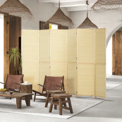 HOMCOM Paravent Bambou 6 Panneaux 270x180cm Séparation Pliable