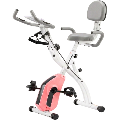 SPORTNOW 4-in-1 Folding Exercise Bike Magnetic LCD Pink