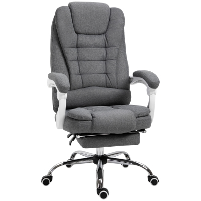 Vinsetto Fauteuil Bureau Lin Gris Repose-Pied Dossier Inclinable