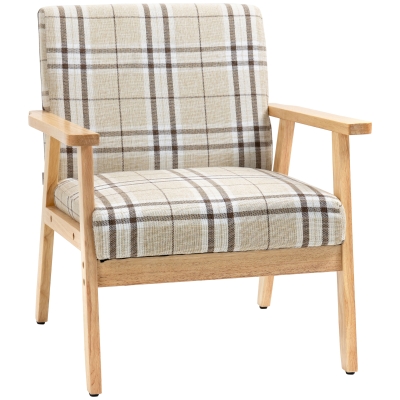 HOMCOM Modern One Seater Sofa Linen Fabric Beige