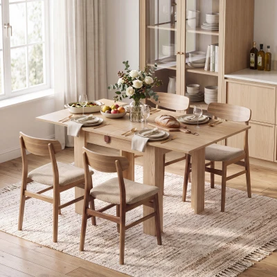 HOMCOM Klapp-Esstisch für 4 Personen, für Wohnzimmer, Esszimmer, 140x70x77 cm, Eiche