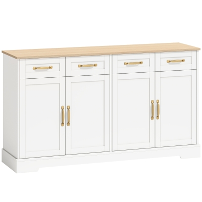 HOMCOM Sideboard Buffet Cabinet 140cm 4 Drawers White