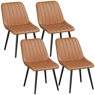 HOMCOM Set de 2 scaune de sufragerie moderne, spătar și șezut curbat, cu tapițerie sintetică, 51x61x78cm, maro