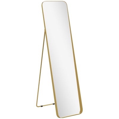 HOMCOM Specchio da Terra 40x160cm Rettangolare con Cavalletto Oro