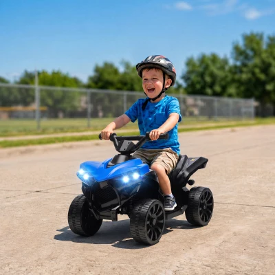 AIYAPLAY Kids 6V Electric Ride On ATV 4 Wheeler with Music Blue