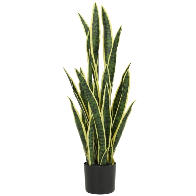Outsunny Sanseveria Artificiale in Vaso da Esterno e Interno con 21 Foglie Modellabili, Ø20x90 cm