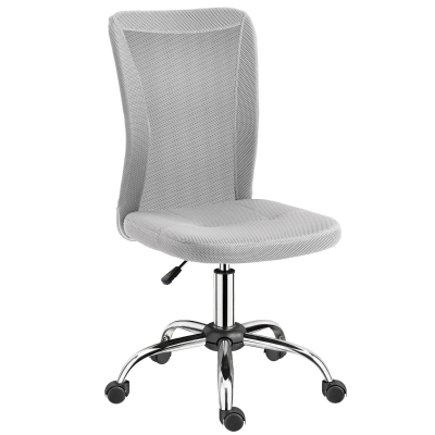 Vinsetto Office Chair, Armless Desk Chair, Adjustable Computer Swivel Chair with Rolling Wheels and Mesh Back for Home Work Study, Grey